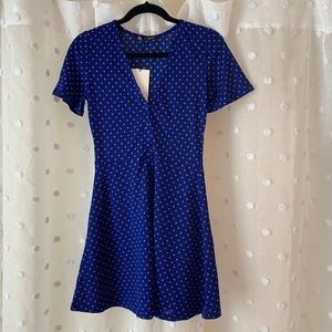 Zara Blue Pink Polka Dot Mini Dress